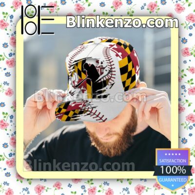 Batting Maryland Flag Pattern Classic Hat Caps Gift For Men b