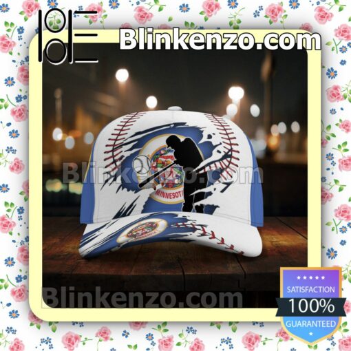 Batting Minnesota Flag Pattern Classic Hat Caps Gift For Men x