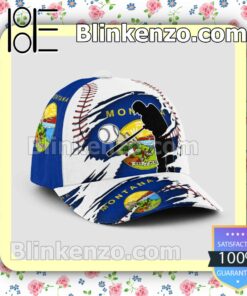 Batting Montana Flag Pattern Classic Hat Caps Gift For Men