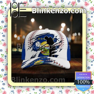 Batting Montana Flag Pattern Classic Hat Caps Gift For Men x