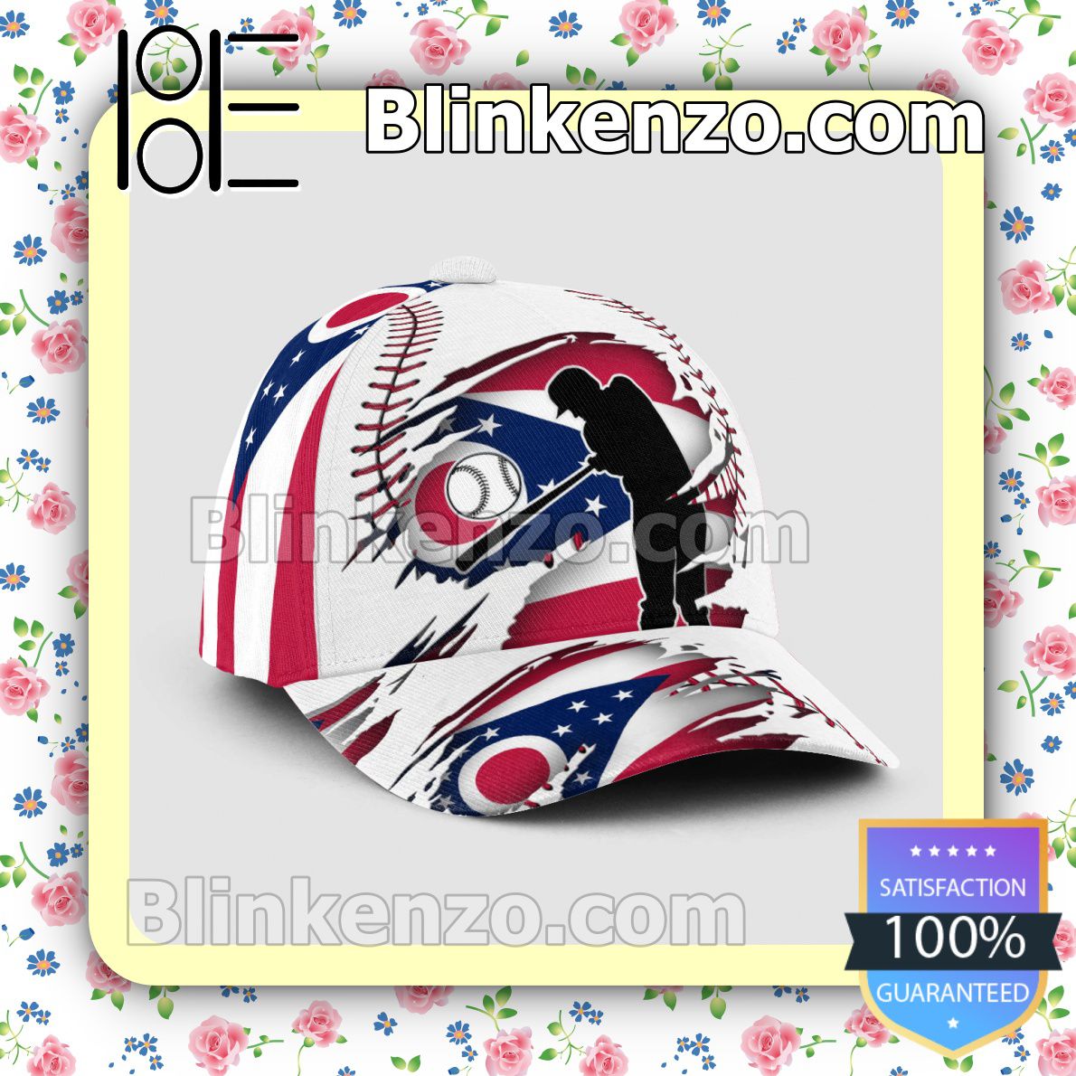 Batting Ohio Flag Pattern Classic Hat Caps Gift For Men