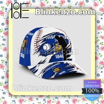 Batting Wisconsin Flag Pattern Classic Hat Caps Gift For Men