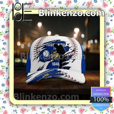 Batting Wisconsin Flag Pattern Classic Hat Caps Gift For Men x