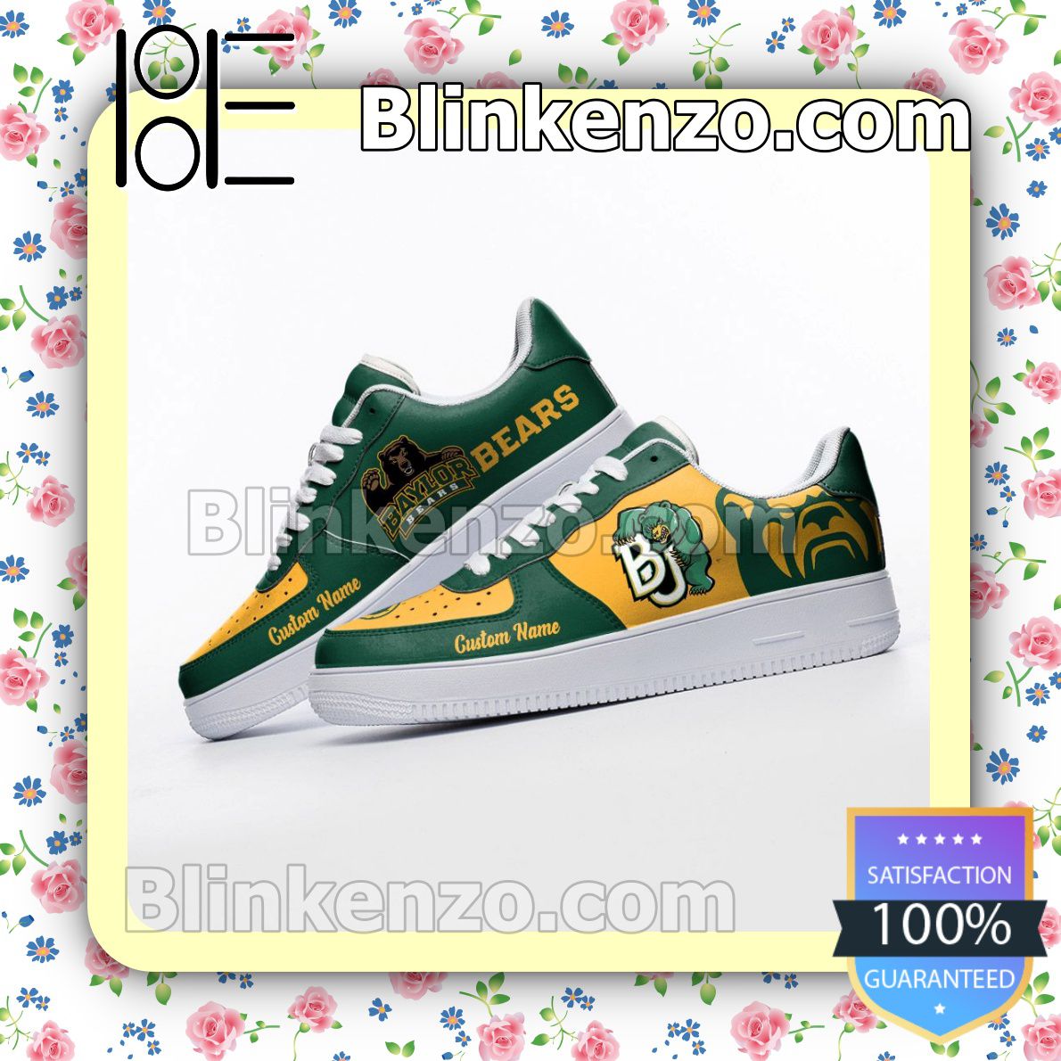 POD Baylor Bears Mascot Logo NCAA Nike Air Force Sneakers