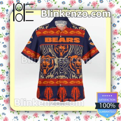 Bears Football Seamless Pattern Casual Button Down Shirts b