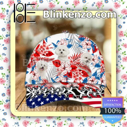 Bichon Frise American Flag Classic Caps