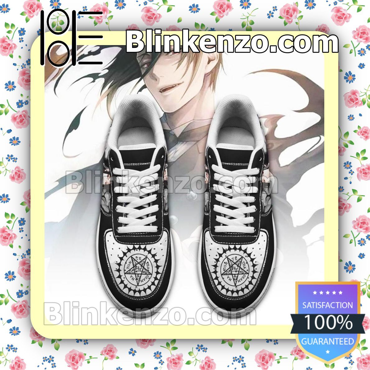 Free Ship Black Butler Sebastian Michaelis Anime Nike Air Force Sneakers