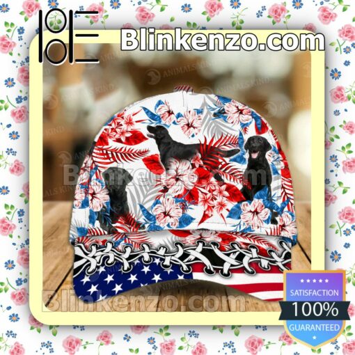 Black Labrador American Flag Classic Caps