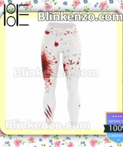 Blood Stain Claw Scratch White Workout Leggings