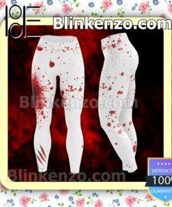 Blood Stain Claw Scratch White Workout Leggings a