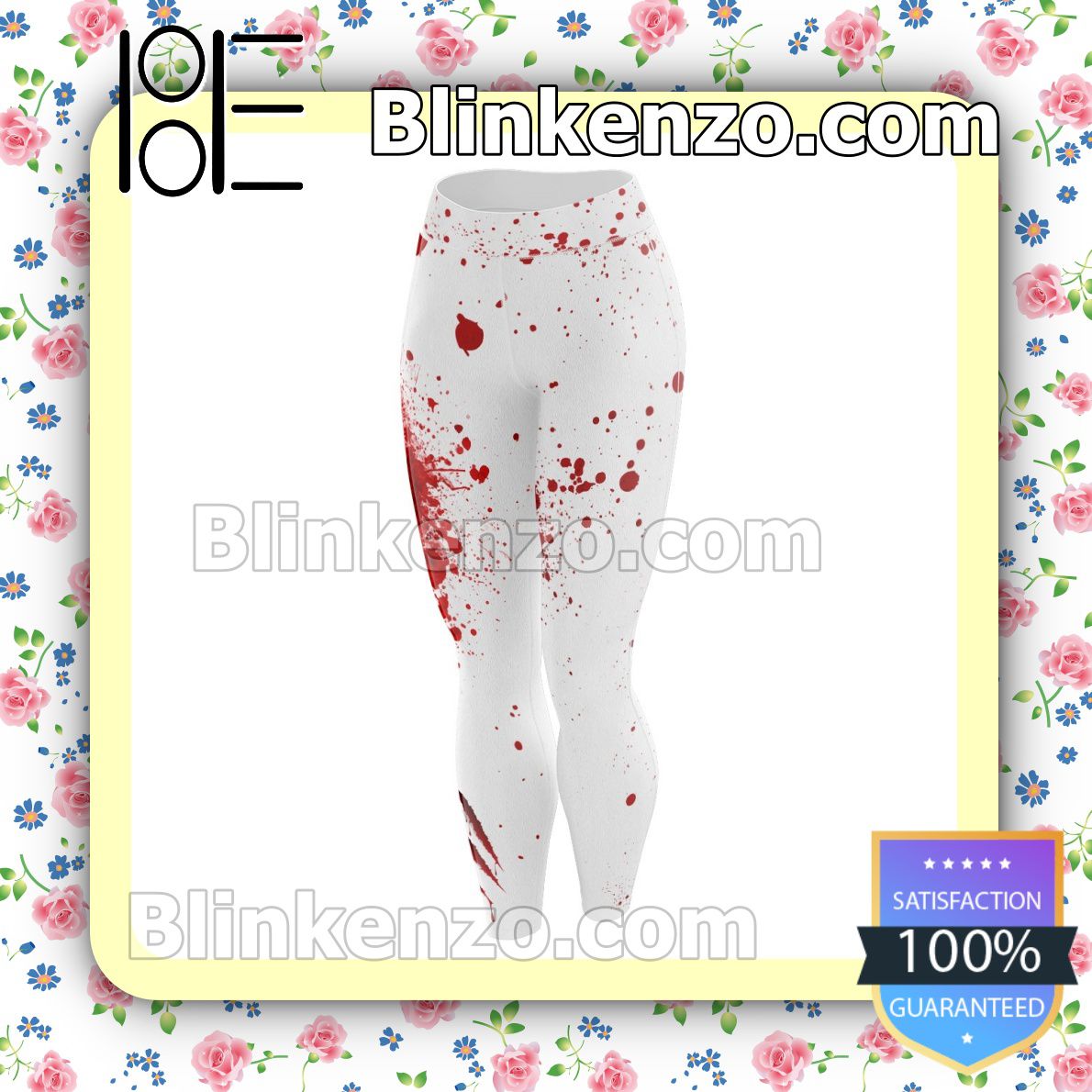 Gorgeous Blood Stain Claw Scratch White Workout Leggings