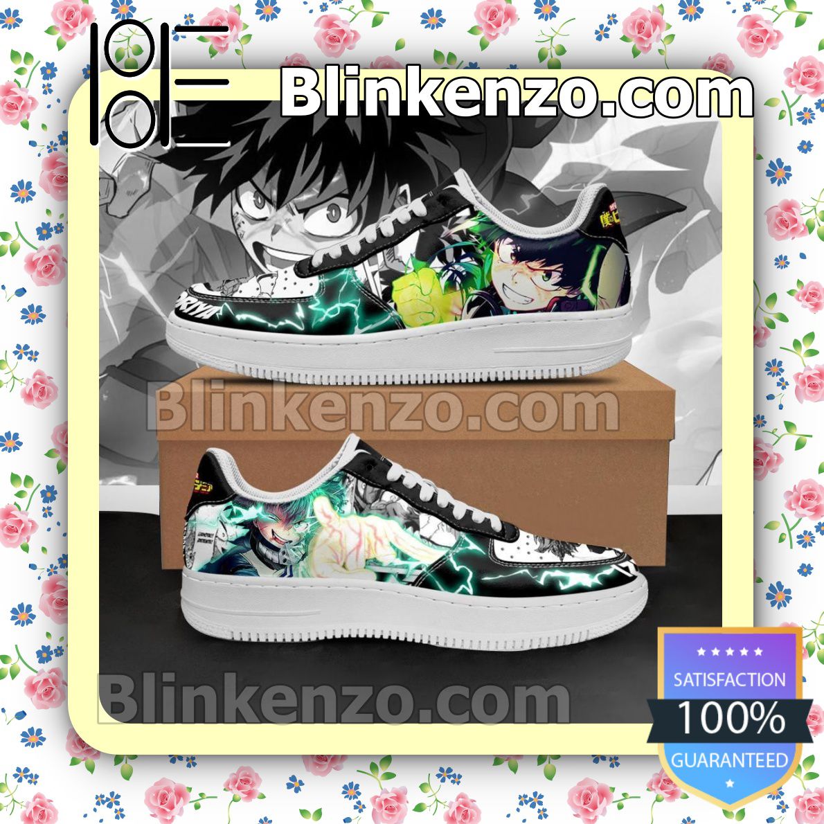 Accesible montículo ladrar Boku No Hero Academia Izuku Midoriya Anime Nike Air Force Sneakers -  Blinkenzo