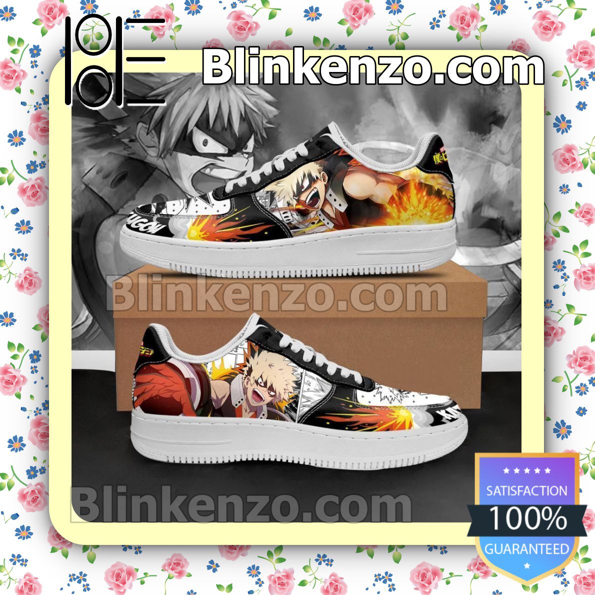 experimental Camino Superioridad Boku No Hero Academia Katsuki Bakugou Nike Air Force Sneakers - Blinkenzo