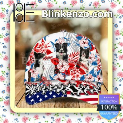 Border Collie American Flag Classic Caps