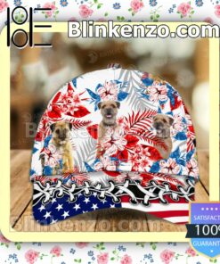 Border Terrier American Flag Classic Caps