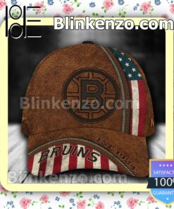 Boston Bruins Leather Zipper Print NHL Classic Hat Caps Gift For Men