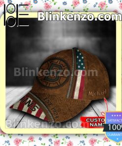 Boston Bruins Leather Zipper Print NHL Classic Hat Caps Gift For Men b