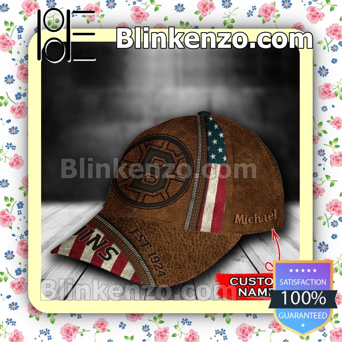 Vibrant Boston Bruins Leather Zipper Print NHL Classic Hat Caps Gift For Men