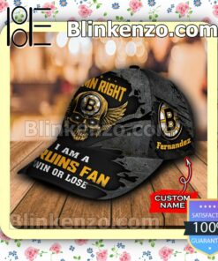 Boston Bruins Skull Damn Right I Am A Fan Win Or Lose NHL Classic Hat Caps Gift For Men b
