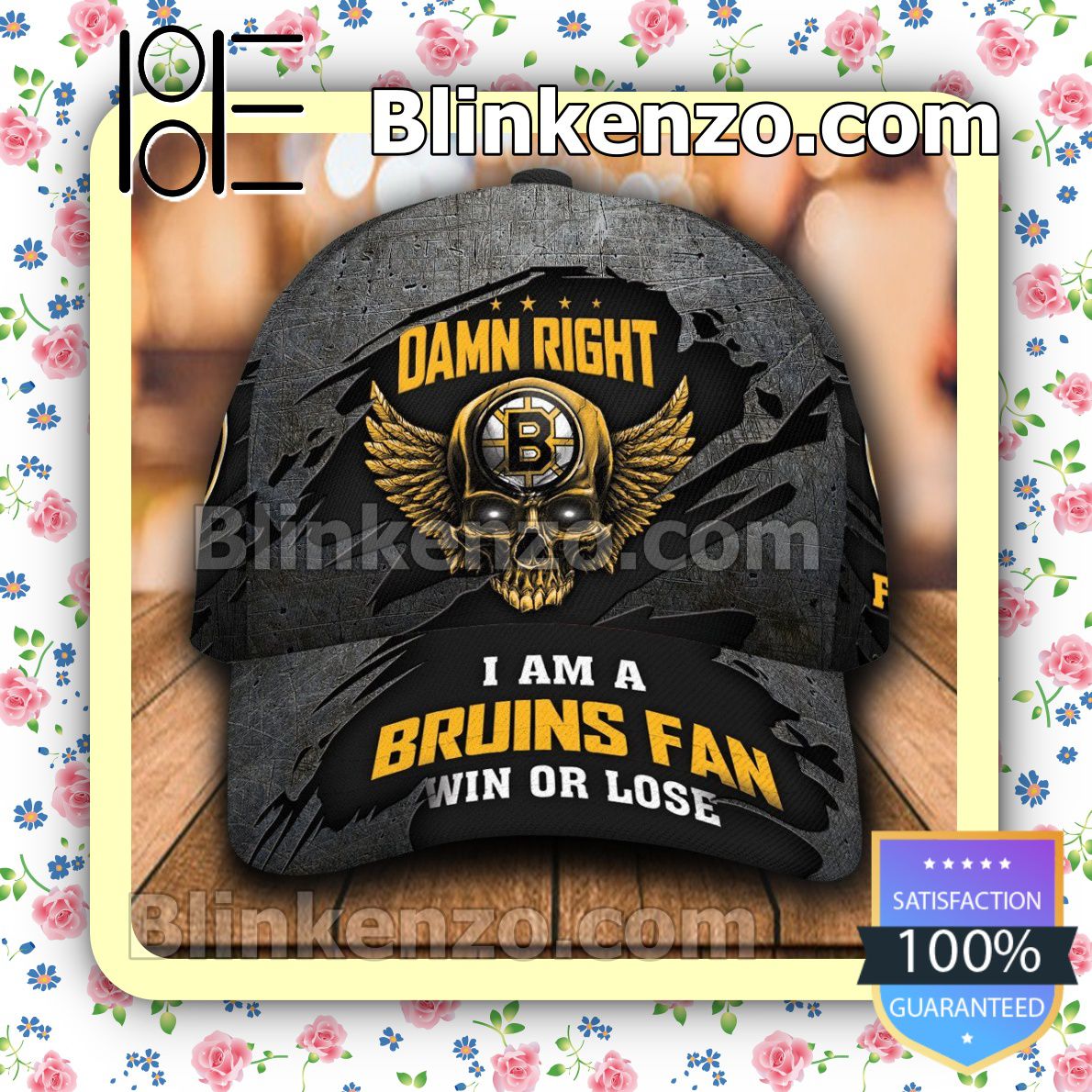Boston Bruins Skull Damn Right I Am A Fan Win Or Lose NHL Classic Hat Caps Gift For Men