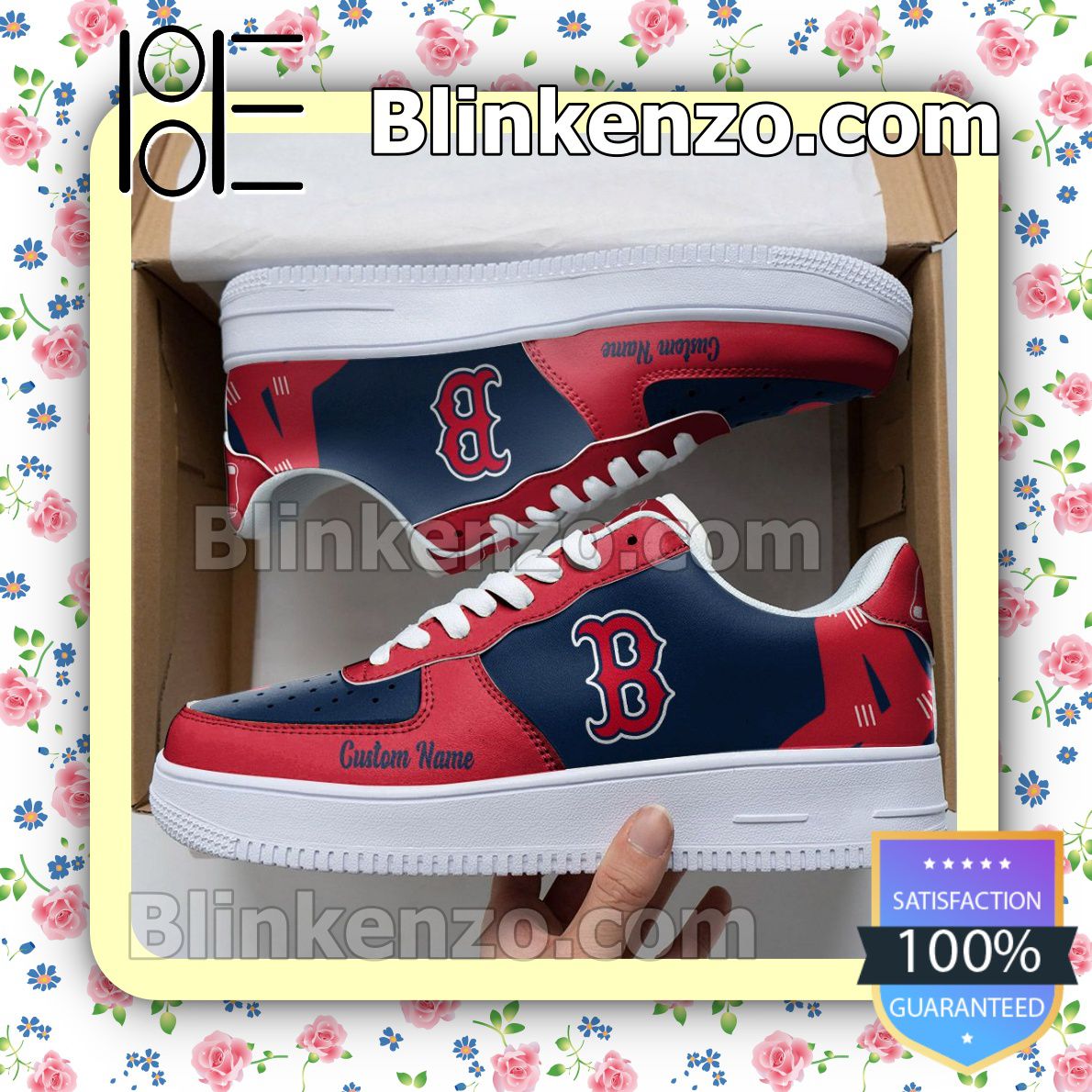 Boston Red Sox Mascot Logo MLB Baseball Nike Air Force Sneakers