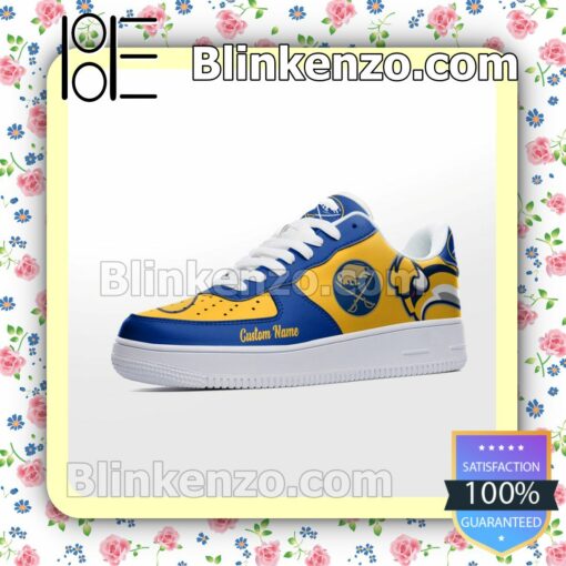 Buffalo Sabres Mascot Logo NHL Hockey Nike Air Force Sneakers a