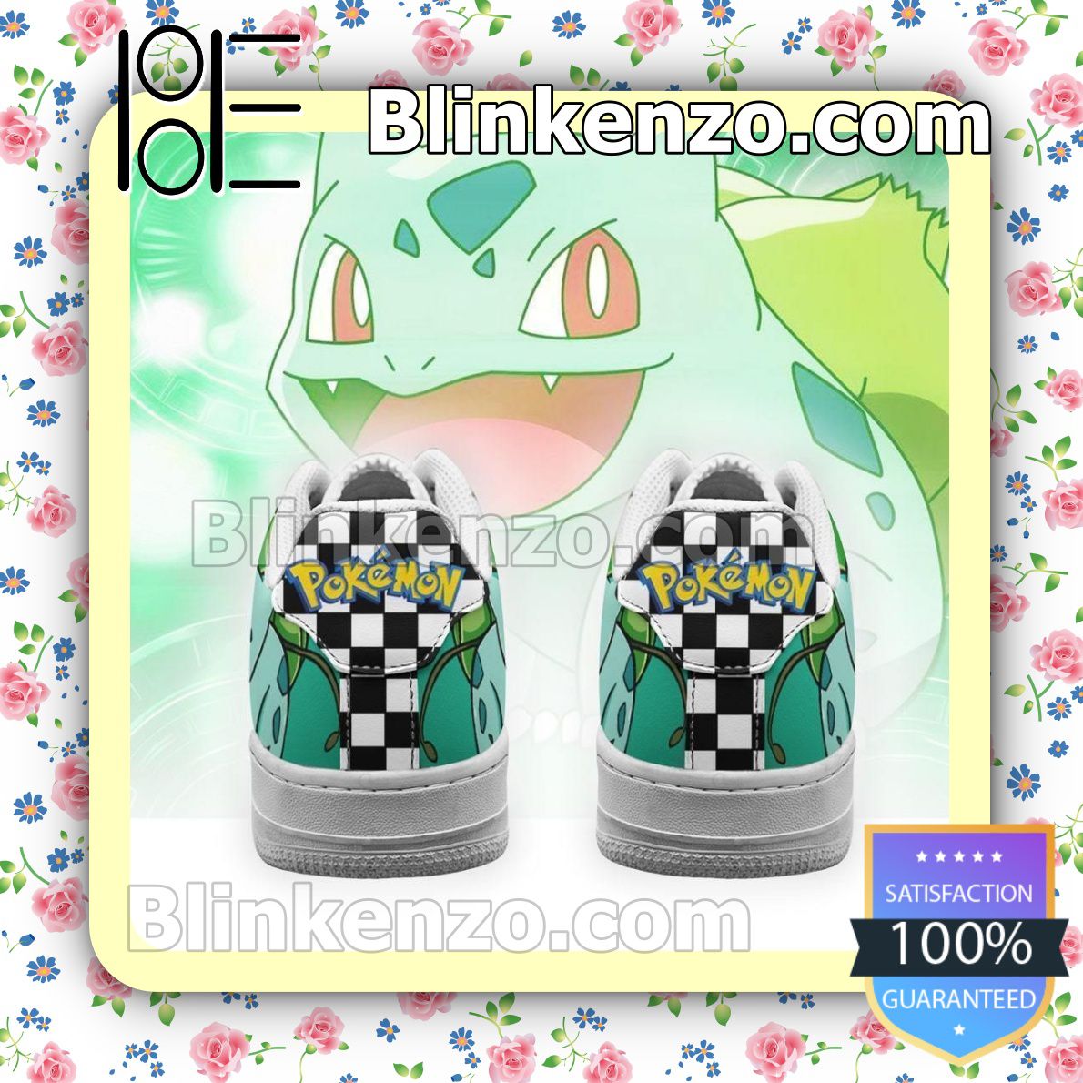 Present Bulbasaur Checkerboard Pokemon Nike Air Force Sneakers