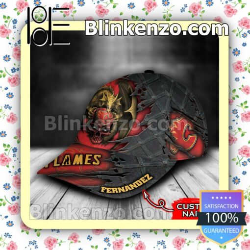 Calgary Flames Dragon Crack 3D NHL Classic Hat Caps Gift For Men b
