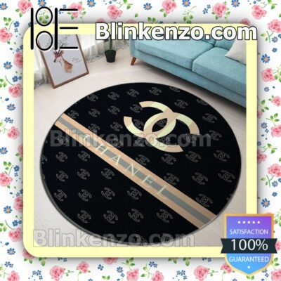 Chanel Brand Logo Full Print Black Round Carpet Runners