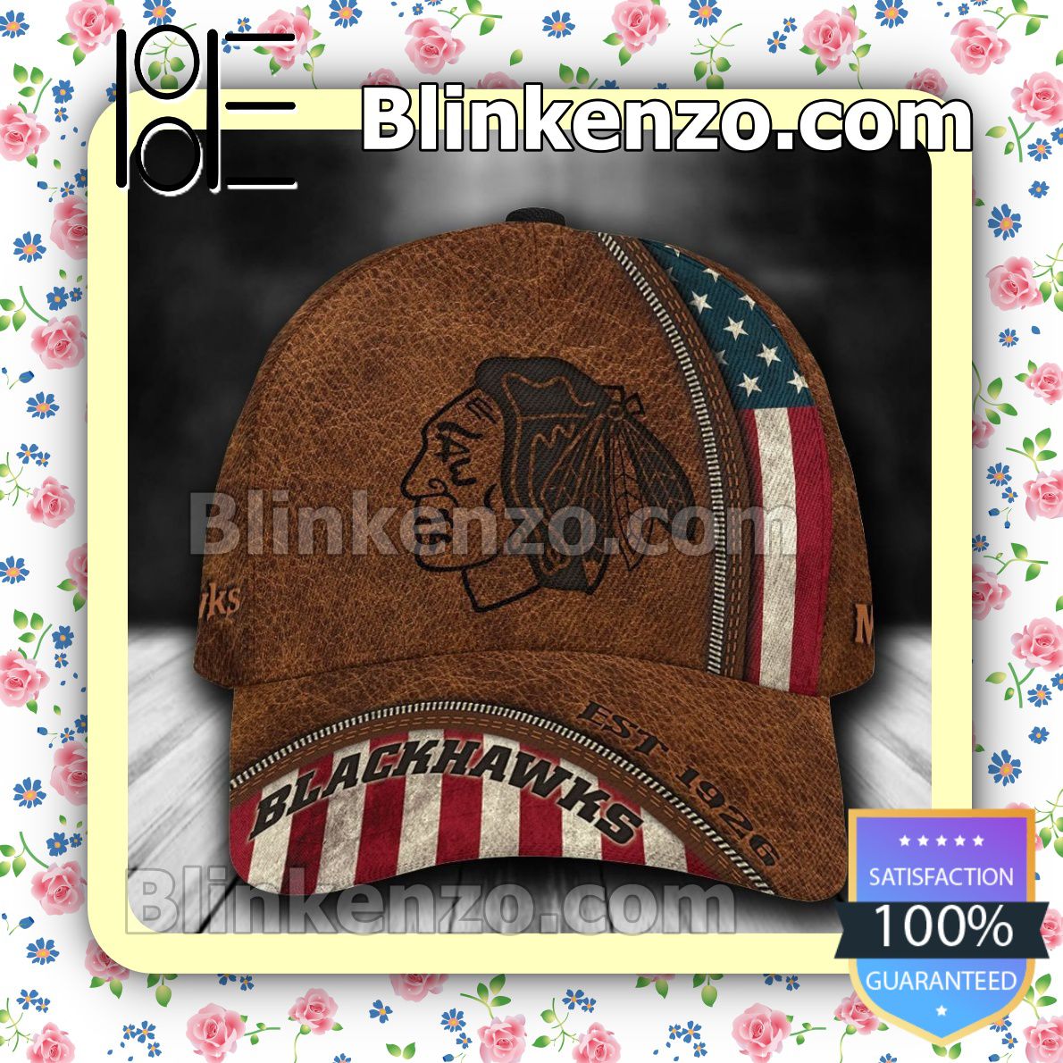 Free Chicago Blackhawks Leather Zipper Print NHL Classic Hat Caps Gift For Men