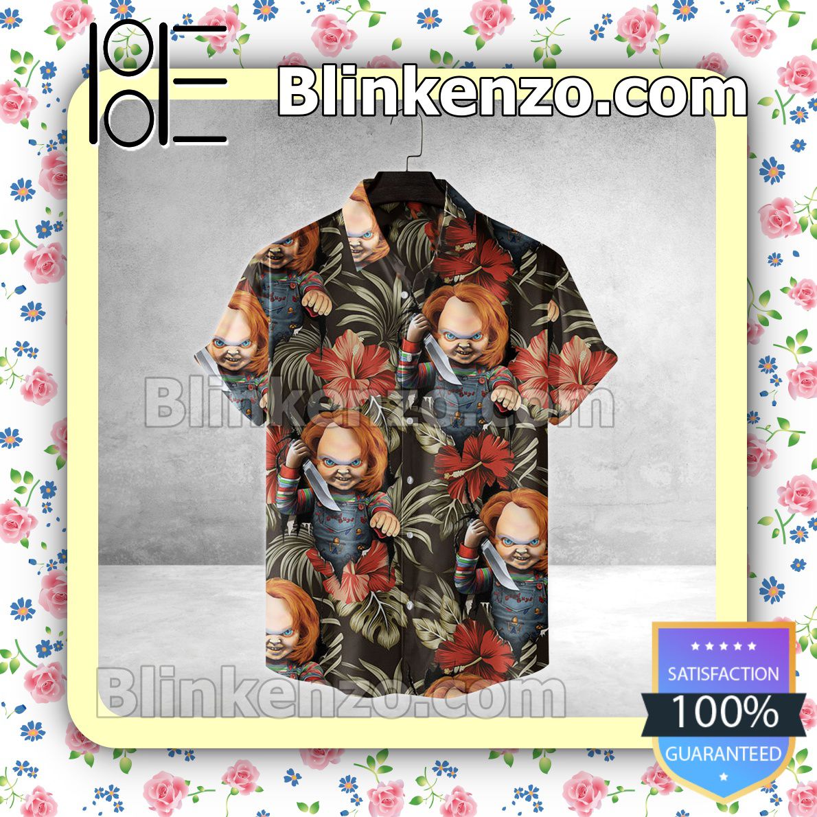 Chucky Tropical Hibiscus Halloween Short Sleeve Shirts