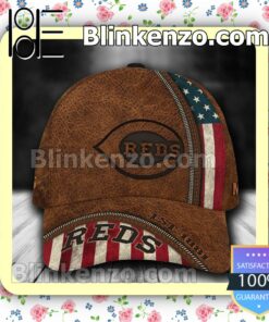 Cincinnati Reds Leather Zipper Print MLB Classic Hat Caps Gift For Men