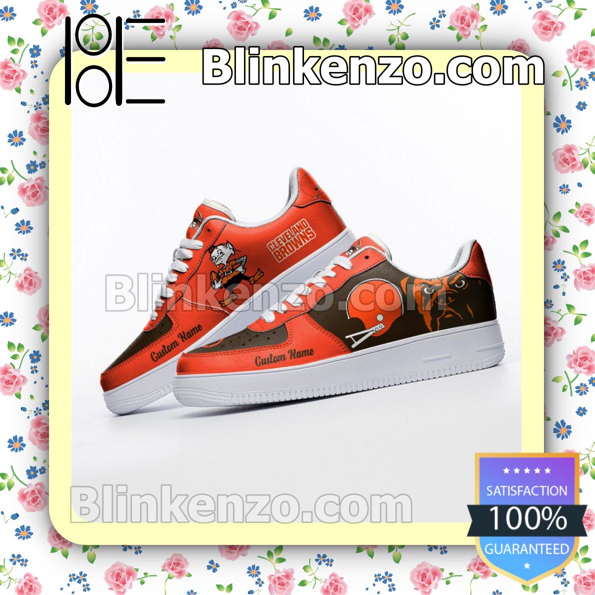 Unique Cleveland Browns Mascot Logo NFL Football Nike Air Force Sneakers