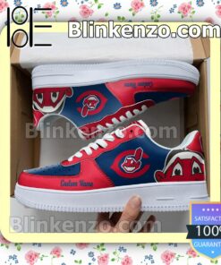 Cleveland Indians Mascot Logo MLB Baseball Nike Air Force Sneakers