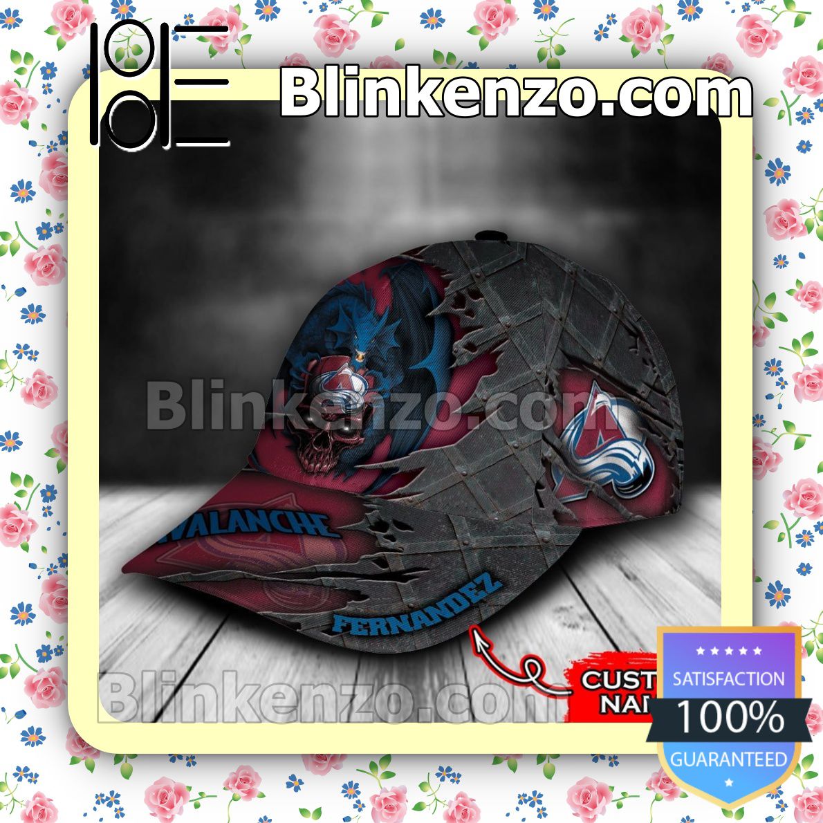 Fast Shipping Colorado Avalanche Dragon Crack 3D NHL Classic Hat Caps Gift For Men
