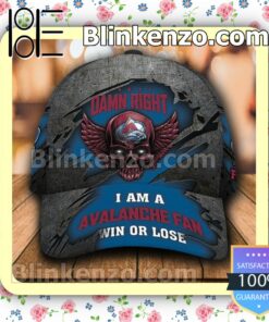 Colorado Avalanche Skull Damn Right I Am A Fan Win Or Lose NHL Classic Hat Caps Gift For Men