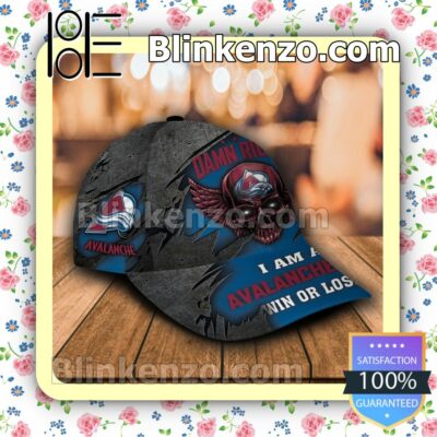 Colorado Avalanche Skull Damn Right I Am A Fan Win Or Lose NHL Classic Hat Caps Gift For Men a