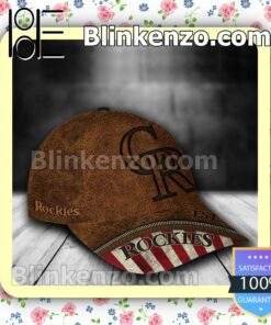 Colorado Rockies Leather Zipper Print MLB Classic Hat Caps Gift For Men a