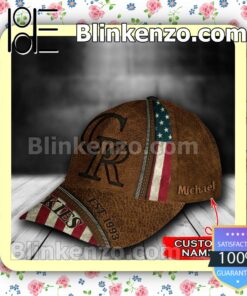 Colorado Rockies Leather Zipper Print MLB Classic Hat Caps Gift For Men b