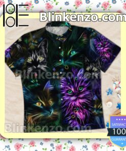 Colorful Rainbow Cat Summer Beach Shirt a