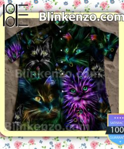 Colorful Rainbow Cat Summer Beach Shirt c