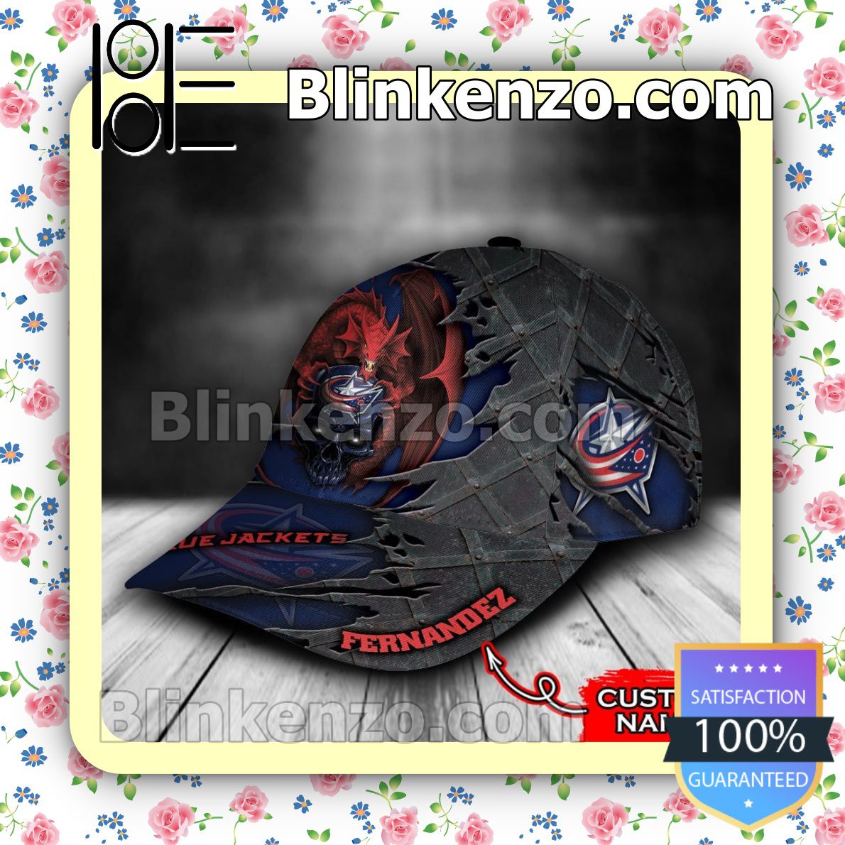 Rating Columbus Blue Jackets Dragon Crack 3D NHL Classic Hat Caps Gift For Men