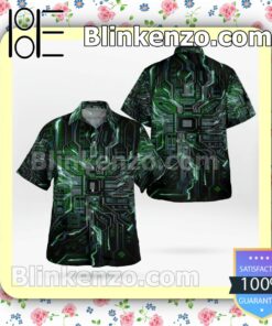 Computer Cpu Electronic Chip 3d Green Short Sleeve Shirts