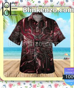 Computer Cpu Electronic Chip 3d Red Short Sleeve Shirts