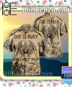 Cthulhu God Is Busy Can I Help You Old Vintage Short Sleeve Shirts