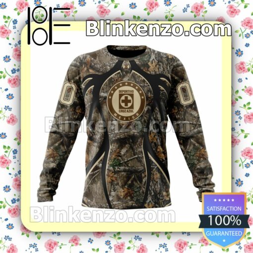 Customized LIGA MX Cruz Azul Hunting Camo Long Sleeve Unisex Tee Shirts c