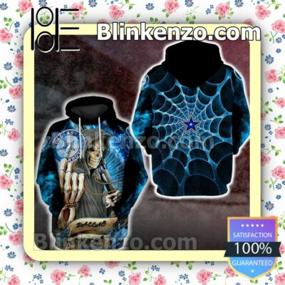 Dallas Cowboys Skull Spiderweb Black Blue Custom Womens Hoodie