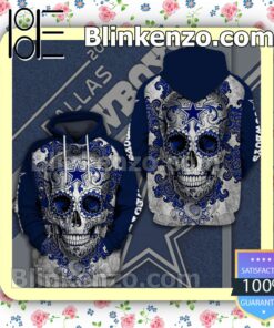 Dallas Cowboys Sugar Skull White And Navy Custom Womens Hoodie