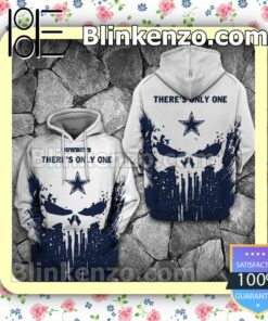 Dallas Cowboys There's Only One Skull White And Navy Custom Womens Hoodie