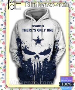 Dallas Cowboys There's Only One Skull White And Navy Custom Womens Hoodie a